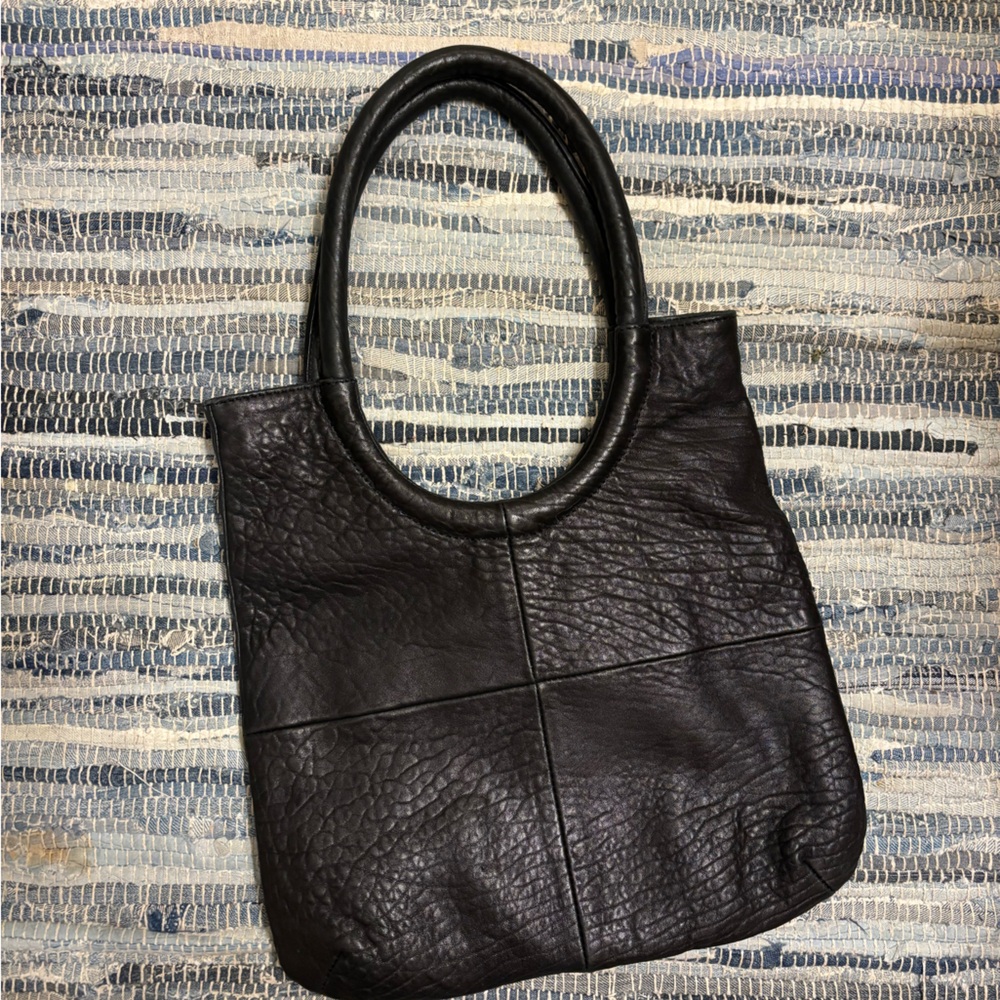 Anthropologie Black Leather Tote Bag